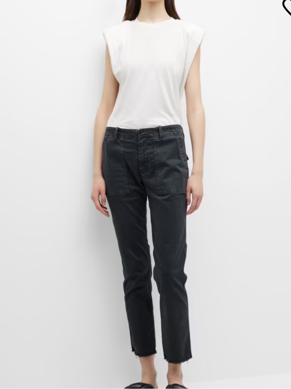 Nili Logan Jenna Cropped Raw Edge Pants in Black Size 0